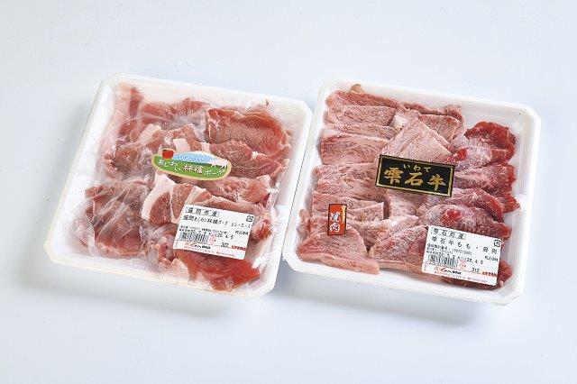 【送料込】[岩手]㈲)九戸屋肉店 雫石牛・もりおかあじわい林檎ポーク焼肉セット　の商品画像 (2)